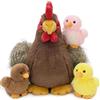 MorisMos Grande Pollo Peluche, Regalo Pasqua,30 cm Mamma Con 3 Cuddly Bambino All'Interno, Animale Pieno In Peluche, Kawaii Regali Per Bambini Ragazze Ragazzi Deco Festa Di Compleanno