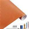 NewL Pellicola Vinile Auto Adesiva Carbonio 3D Arancione 100 x 300 cm | Texture fibra di carbonio 3D, attrezzi installazione inclusi, canali scarico aria, estensibile, adatto per auto, moto, mobili