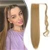 Dcbaboo Coda Capelli Extension Lisci 60cm Coda Finta Capelli Sintetici Posticci per Capelli Extension Coda Capelli Finti Clip Coda di Cavallo Dritti Lunghi Wrap Around Ponytail per Donna, Biondo scuro