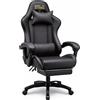 RMFPRO RMF Sedia Gaming Professionale Ergonomica Reclinabile, Poltrona Gaming Seduta Comoda e Rilassante con Poggiapiedi - Sedia per Gamer con Ruote Girevoli, Altezza Regolabile Nero