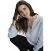 KAFFE Women's Print - Camicetta Lunga Maniche a V Collo da Donna, Blue/Chalk Fan Print, 38