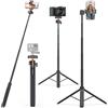 VRIG TP-16S - Treppiede per cellulare, 145 cm, con telecomando, treppiedi con testa sferica a 360°, compatto, treppiede da viaggio a tre zampe per iPhone Sony Canon