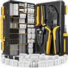 DxCRIMP Mini-Fit Jr - Kit di crimpatura da 4,2 mm (2-24 pin) con connettori SATA e LP4, terminali 16-26 AWG, crimpatrice a cricchetto, spelafili ed estrattore. Adatto per Molex Mini-Fit Jr per PC