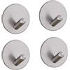 LYLIN Ganci Adesivi, Ganci Portasciugamani in Acciaio Inox Gancio Appendiabiti da Parete per Cucina e Bagno (Argento Obliquo 4 Pcs)
