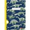 Miquelrius - Quaderno spillato A4 a quadretti, 48 fogli di carta extra opaca da 70 g/m², rilegatura spillata, copertina in cartoncino plastificato, risguardo stampato, spazio per il nome, Dinos