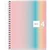 Miquelrius - Quaderno A6 a quadretti 5 mm, 120 fogli microperforati a 4 colori, carta opaca da 70 g/m², copertina in cartone extra rigido, spirale, senza fori, West Bay