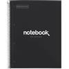 Miquelrius - Quaderno A4 rigato 7 mm, Notebook Emotions, 80 fogli da 90 g/m², 1 banda colorata, spirale microperforata, taccuino rigato, copertina extra rigida, 4 fori, nero
