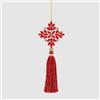 EDG Enzo De Gasperi Appendino Addobbo Albero di Natale Fiocco di Neve con Nappa 22cm Rosso