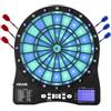 VEVOR Bersaglio Elettronico per Freccette, Bersaglio Illuminato a LED con 48 Giochi e 500 Varianti, Include 6 Aste per Freccette con Alette e 50 Punte Morbide, Schermo LED a Colori, per 8 Giocatori