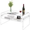 VEVOR Tavolino in Acrilico, Rettangolare a 2 Livelli con Spazio di Acrilico, Moderno Tavolino da Caffè, per Sala da Pranzo, Isola Cucina, Ristorante, Ufficio, 50 x 80 x 38 cm, Trasparente