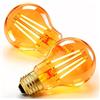 Liuyife LED Lampadina Vintage Edison E27 6W(Equivalente a 60W), Bianca Calda 1800K, Vetro Ambrata, 600LM, Non Dimmerabile, Retro Stile Globo Lampadine Filamento Decorativo 2 Pezzi