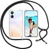 ISOI Cover con Cordino per Realme 10 4G, Custodia Trasparente con Collana Tracolla Laccio Collo Ultra Sottile Morbido TPU Silicone Antiurto AntiGraffio Antiscivolo Case, Nero
