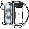 Jrkvniv Cover per iPhone Air con Cordino,360 Gradi Trasparente Custodiacon con Protezione Schermo Integrata,Bumper Rugged Custodia con Regolabile Tracolla Corda Collana per 6.5-Nero