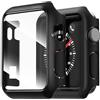 NEW'C 2 Pezzi Cover + Pellicola Prottetiva per Apple Watch Series 3/2/1 42mm - Custodia HD con protezione in vetro temperato integrata per Apple Watch 42mm Serie 3/2/1 - Nera