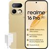 realme 16 Pro 5G Smartphone, 8+256GB, Fotocamera 200MP OIS, Batteria 6500mAh, Display Piatto 6,78 144Hz, Ricarica Rapida 45W, Funzioni AI, IP69, Dual SIM, Oro (con Adattatore)