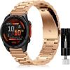 SeNool QuickFit 26mm Cinturino Compatibile con Garmin Enduro 3/Fenix 8 51mm/tactix 7 Amoled/Fenix 7X Pro Solar/Fenix 7X, Metallo Bracciale Compatibile con Garmin Fenix 6X GPS/Fenix 5X GPS - Oro Rosa