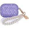 DiyGody Custodia Protettiva per Airpods Pro 2 Generazione, Cover Diamante Brillante con Portachiavi in Perla per Donne, Case Protettiva Antiurto Antiscivolo Antigraffio per Airpods Pro 2 2022 - Viola