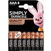Duracell 8X Duracell AAA Simply (1 Blister Da 8 Batterie) 8 Pile Mini Stilo (LR03/MN2400)