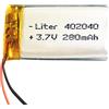 Liter energy battery Batteria 402040 LiPo 3.7V 280mAh 1.036Wh 1S 5C Liter Energy Battery per l'elettronica Ricaricabile Telefono Portatile Smartwatch Orologio GPS - Non adatto per Radiocomando 42x20x4mm (280mAh|402040)