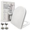 CUQOO Sedile WC con chiusura ammortizzata, resistente, di alta qualità, con sgancio rapido, facile installazione con due opzioni di fissaggio superiore e cerniere regolabili (a forma di D)