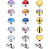 PunkTracker Piercing dermico in acciaio chirurgico 316L con opale reale e zirconi cubici dermici, filettatura interna, Acciaio inossidabile