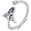 Kerraom Anello Zodiacale Regolabile in Argento 925 con Pietra Preziosa a Goccia - Ariete, Pesci, Sagittario, Cancro Anello - Regalo per Donna, Gioiello di Astrologia per 12 Segni Fede Zodiacale