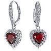 Bling Jewelry Matrimonio Anniversario Nuziale Romantico 4Ct Aaa Cz Rosso A Forma Di Cuore Aureolato Cubic Zirconia Orecchini A Leva Per Donne Fidanzata Taglio Invisibile Placcato In Rodio