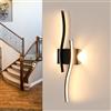 Goeco Applique da Parete Interno, 59 CM 20W 3000K Lampada da Parete Moderna in Acrilico Luce Calda per Soggiorno, Camera da Letto, Corridoio, Ristorante, Nero