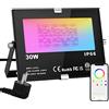 ChangM Faretto LED RGB Esterno Proiettore IP66 Impermeabile 30W Esterno Proiettore Faro - RGBW Inteligente controllato dal telefono APP, Faro per Decorazione Festiva di Natale, Halloween, Giardino