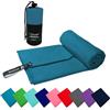 FIT&FUN Asciugamano in Microfibra Ultraleggero 39g, Telo Palestra, Sport, Viaggio e Mare, Ultra Assorbente e Antibatterico, Asciugatura Rapida, Standard 100 OEKO-TEX (Azzurro_c, 60x120 cm)