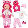 Xerteam 30-45 cm, vestito per bambole, body con orso, 5 pezzi (comprese scarpe e calzini)