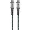 goobay Cavo dati USB-C in tessuto, 0,15 m, con robusti connettori in metallo, 60 W, 3 A, grigio spazio, cavo di ricarica per MacBook, iPhone 15, iPad, Samsung,79559