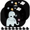 Eteiylt Parasole Auto Bambini, 2 Pezzi Tendine Parasole Auto Universali, 44x35cm, Autoadesivo con 8 Ventose, Motivo Elefanti, Protezione Solare 99% Dai Raggi UV