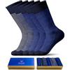 SOCKS BOX Men's Dress Socks With Gift Box Blue Patterned Premium Quality Bamboo Rayon Socks (5 Pairs+Gift Box)