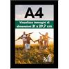 Americanflat Cornice A4 Nera - Cornice A4 da Parete e da Tavolo in Legno MDF e Vetro Resistente agli Urti a Finitura Lucida - da Appendere in Verticale o Orizzontale