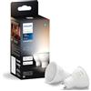 Philips Hue White Ambiance, Faretto LED Smart GU10, Luce Bianca da calda a fredda, 400lm, Compatibile con Bluetooth, Controllo vocale con Alexa, Apple Home e Google Assistant, pack da 2