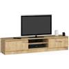 LBSIGN Mobile Porta TV 160 Cm 2 Ante 2 Vani A Giorno Rovere Effetto Legno Artika