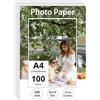 Ditwis 100 Fogli Carta Fotografica A4, 200 g/m² Carta Lucida per Stampanti (21 x 29,7 cm), per Stampare Foto, Immagini, Volantini