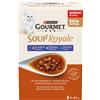 Gourmet Soup Royale Alimento per gatti adulti con salmone, platessa e merluzzo 6 x 45 g