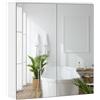 Yaheetech Specchio Contenitore Bagno con 2 Porte Ripiano Regolabile Salvaspazio Bianco 65 x 63 x 15 cm Armadietto Bagno Mobiletto Specchiera Armadio da Parete per Soggiorno Cucina