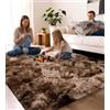 VOFUSHON Tappeto per Soggiorno Moderno 200x300 cm Marrone, Morbido a Pelo Lungo, Lavabile a Mano e Antiscivolo, Formato Maxi, Ideale anche per Camera da Letto