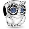 PANDORA Passions Ciondolo in argento Sterling con gufo brillante con cristallo blu cobalto e zirconia cubica trasparente