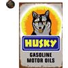 Targa Decorativa Metallo Gasoline Motor Oils Husky - Poster Arte Vintage Parete