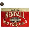 Targa Decorativa Metallo Kendall Motor Oils - Poster Arte Vintage Parete