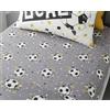 Bedding Bedlam - Lenzuolo con angoli per letto singolo (190 x 90 x 25 cm), motivo calcio in grigio, accessori per camera da letto, motivo: pallone da calcio