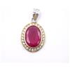 6.3 GM 925 Argento Sterling Rubino & C.Z.Pietra Fatto a Mano Bicolore Ciondolo