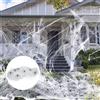 Tadpolez Halloween Party Outdoor Bianco Estensibile Ragnatela Spaventosa Decorazione 200g Bianca con 60 Ragni Neri Finti Horror per Interni Esterni, Giardino Casa Infestata e Feste di Halloween