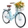VEVOR Bicicletta Cruiser 1 Velocità da 26 pollici Bicicletta da Crociera con Cestino e Portapacchi Posteriore, Bicicletta Cruiser per Spiaggia Tempo Libero con Sedile Regolabile Azzurro Chiaro