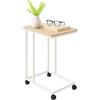 Relaxdays Tavolino Relaxdays con rotelle, HLP: 68 x 50 x 35 cm, MDF, Metallo, C-Form, tavolino da sottosedia, Marrone/Bianco