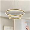 LAMPLAY Lampada A Sospensione Moderna A LED Rotonda, 2 Lampadario Ad Anello D'oro, Dimmerabile Con Telecomando 3000K-6000K Lampada Da Soffitto, Altezza Regolabile, Camera Da Letto(Ø40+60cm)